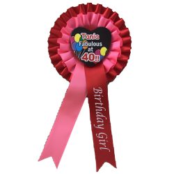 Heart centre Birthday Rosettes with Tail print
